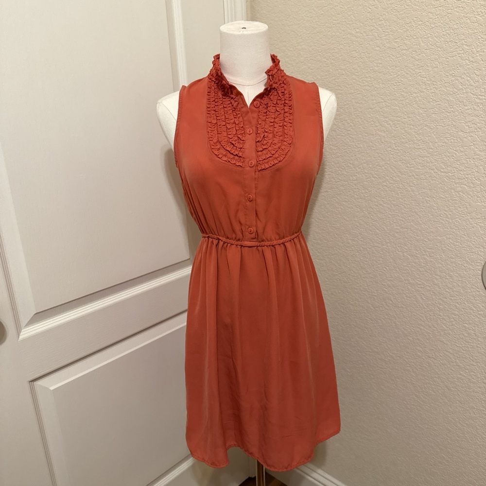 Sleeveless Ruffled Orange Dress